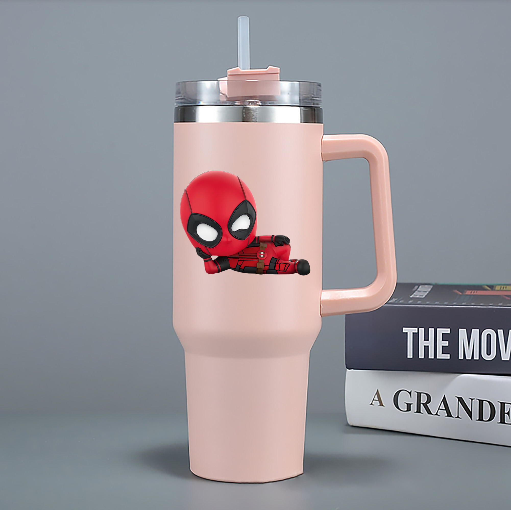 （画像用） Deadpool デッドプール 1200mL車用タンブラー - クリスタルステッカー（プラスチックストロー付き）